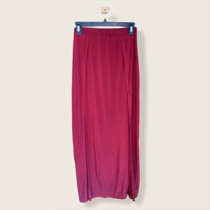 Floor length red skirt with high slits